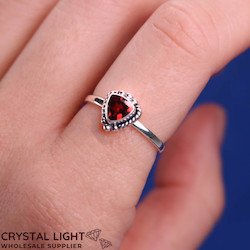 Sterling Silver Rings: Garnet Faceted Triangle Ring