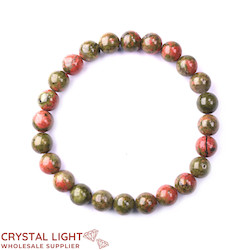 8mm Round Bead Bracelets: Unakite Bracelet 8mm
