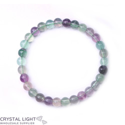 6mm Round Bead Bracelets: Rainbow Fluorite Bracelet 6mm