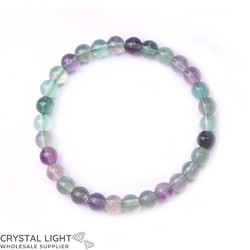 6mm Round Bead Bracelets: Rainbow Fluorite Bracelet 6mm