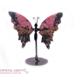 Display Pieces on Stand: Butterfly on Stand - Rhodonite