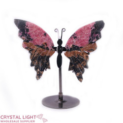 Display Pieces on Stand: Butterfly on Stand - Rhodonite