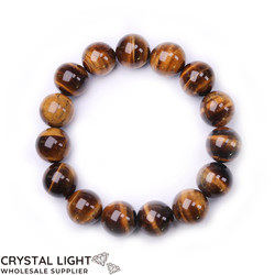 14mm Round Bead Bracelet: Tigers Eye Bracelet 14mm
