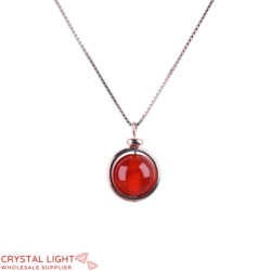 Sterling Silver Necklaces: Ball Necklace - Red Agate
