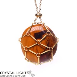 Mookaite Basket Necklace - Gold