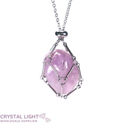 Necklaces: Kunzite Basket Necklace - Silver