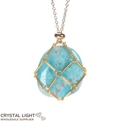Amazonite Basket Necklace - Gold