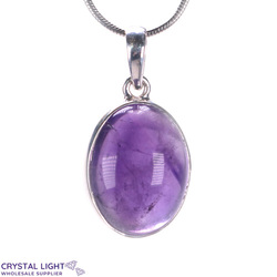 Sterling Silver Pendants: Amethyst Oval Pendant