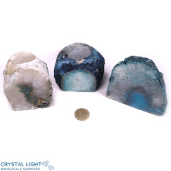 Auctions: Teal Agate Candle Holder Set (Auction)