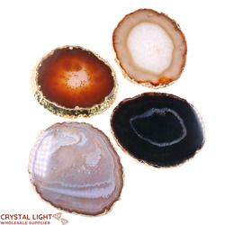 Coasters: Agate Coaster Set (Gold Trim)