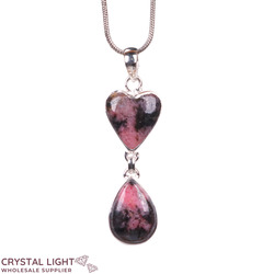 Sterling Silver Pendants: Rhodonite Heart Drop Pendant