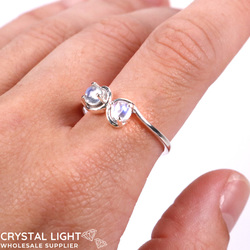 Sterling Silver Rings: Rainbow Moonstone Double Gem Ring