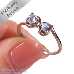 Rainbow Moonstone Double Gem Ring