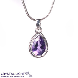 Sterling Silver Pendants: Amethyst Faceted Drop Pendant