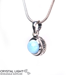 Larimar Filigree Button Pendant