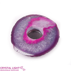 Pink Agate Flat Candle Holder