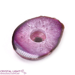 Candle Holders: Pink Agate Flat Candle Holder