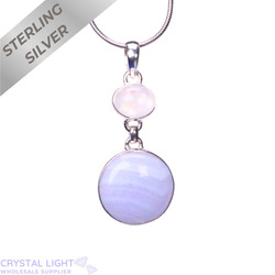 Sterling Silver Pendants: Moonstone & Blue Lace Pendant