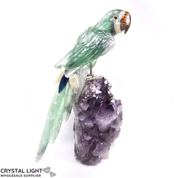 Animals: Fluorite Parrot on Amethyst Druse