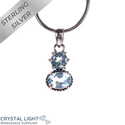 Sterling Silver Pendants: Blue Topaz Stacked Pendant