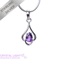 Sterling Silver Pendants: Amethyst Pear Drop Pendant