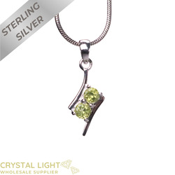 Sterling Silver Pendants: Peridot Twin Stud Pendant