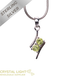 Sterling Silver Pendants: Peridot Twin Stud Pendant