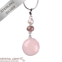 Sterling Silver Pendants: Rose Quartz Stacked Pendant