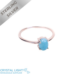 Sterling Silver Rings: Larimar Oval Ring