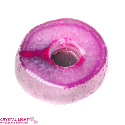 Candle Holders: Pink Agate Flat Candle Holder