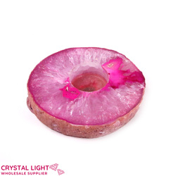 Pink Agate Flat Candle Holder