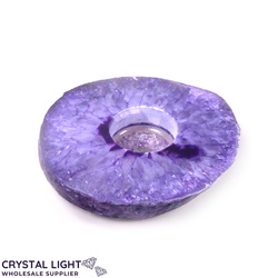 Purple Agate Flat Candle Holder