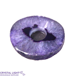 Candle Holders: Purple Agate Flat Candle Holder