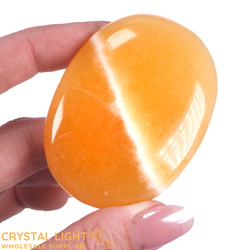 Soapstones & Palmstones Single Listings: Orange Calcite Palmstone