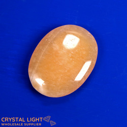 Soapstones & Palmstones Single Listings: Orange Calcite Palmstone