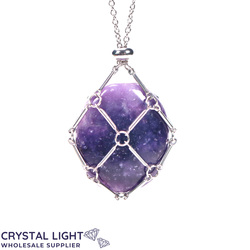 Lepidolite Basket Necklace - Silver