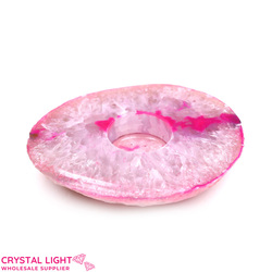 Pink Agate Flat Candle Holder