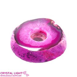 Pink Agate Flat Candle Holder