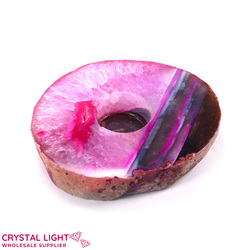 Pink Agate Flat Candle Holder