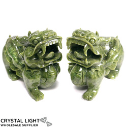 Serpentine Pixiu Sculpture (Pair)