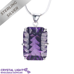 Sterling Silver Pendants: Amethyst Rectangle Pendant