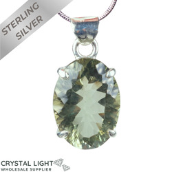 Green Amethyst Faceted Pendant