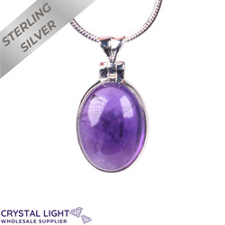 Sterling Silver Pendants: Amethyst Oval Pendant