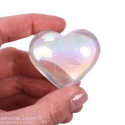 Rainbow Aura Quartz Heart (Single)
