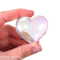 Rainbow Aura Quartz Heart (Single)