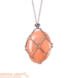 Peach Moonstone Basket Necklace