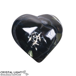 Black Agate Stripe Heart