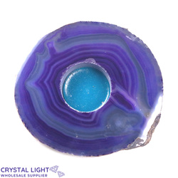 Candle Holders: Purple Agate Flat Candle Holder