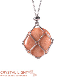 Peach Moonstone Basket Necklace