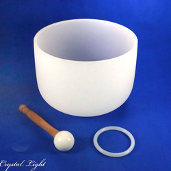 White Frosted Quartz Singing Bowls: Crystal Singing Bowl 10"